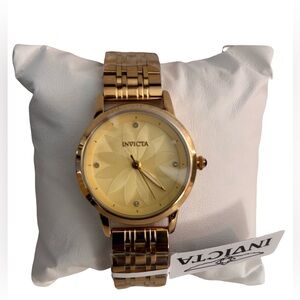 Invicta Women's Gold Watch with Sunflower Dial